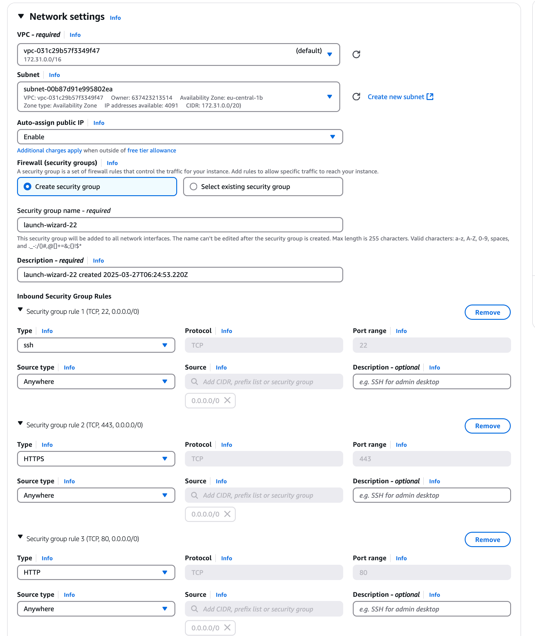 AWS EC2 Instance Network configuration