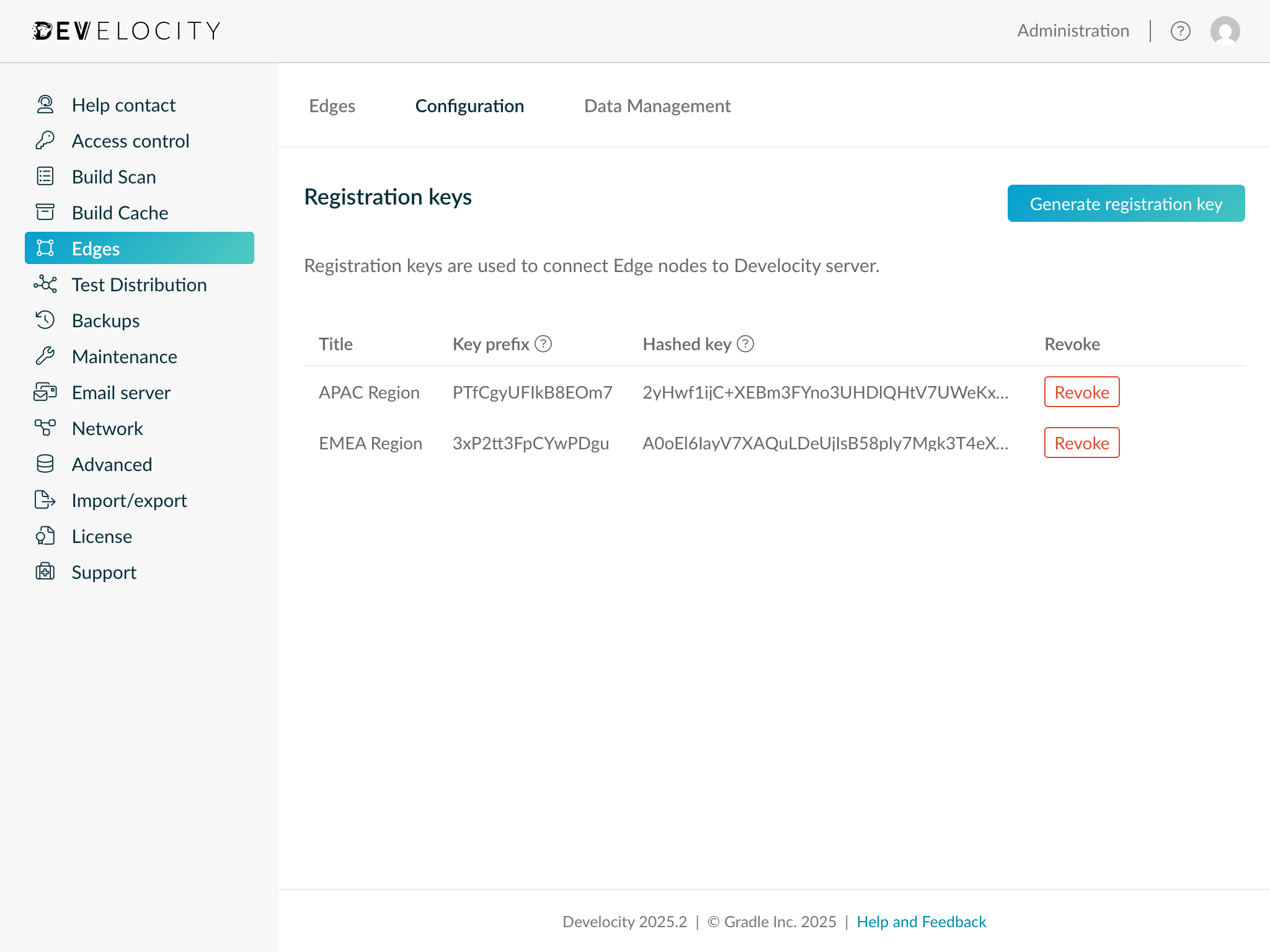 administration configuration page