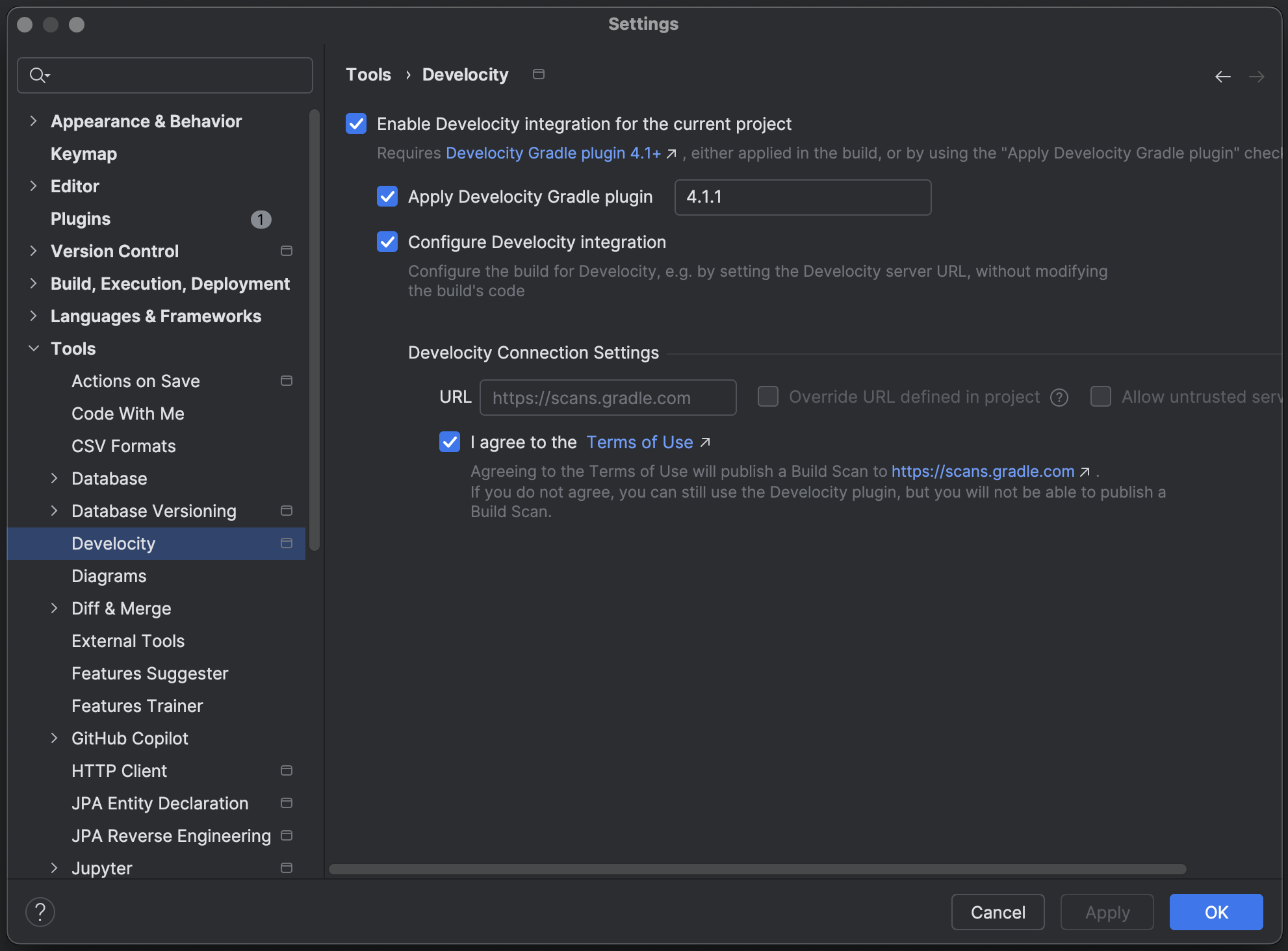 intellij develocity configuration