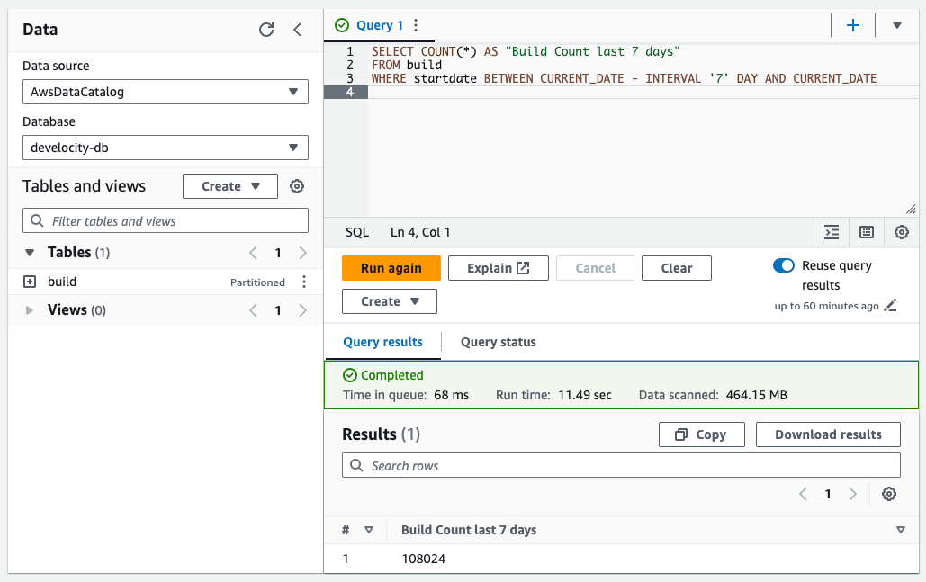 Example of Verifying the Amazon Athena Setup in the Query Editor