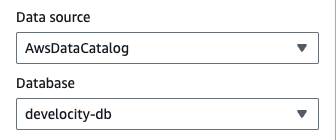 Selecting the database in the Athena console